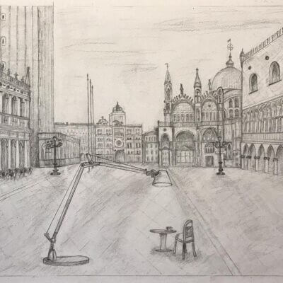 Grafik der Piazza San Marco in Venedig