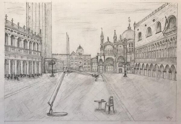 Grafik der Piazza San Marco in Venedig